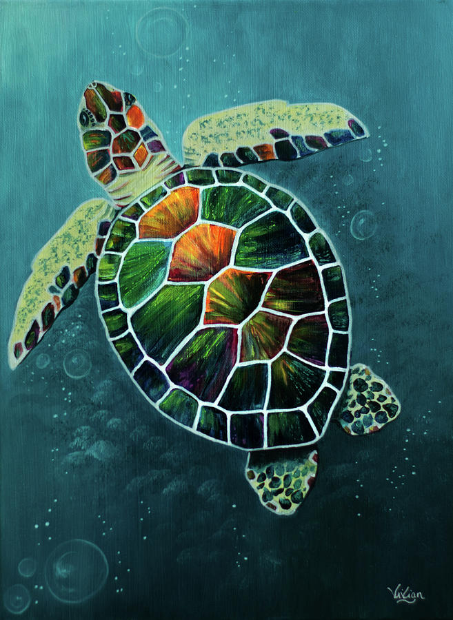 Turtle Painting - Happy Honu by Vivian Casey Fine Art