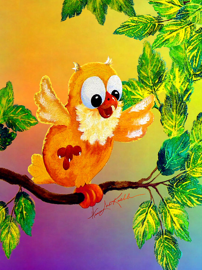 Owl Painting - Happy Hoot by Hanne Lore Koehler