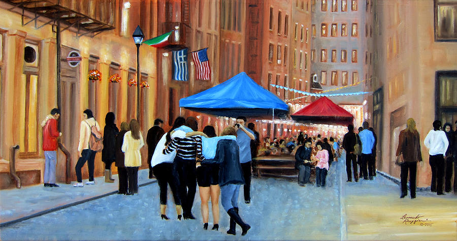 Happy Hour on Stone St. NYC Painting by Leonardo Ruggieri