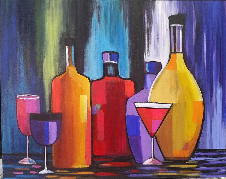 Bottle Painting - Happy Hour by Rosie Sherman