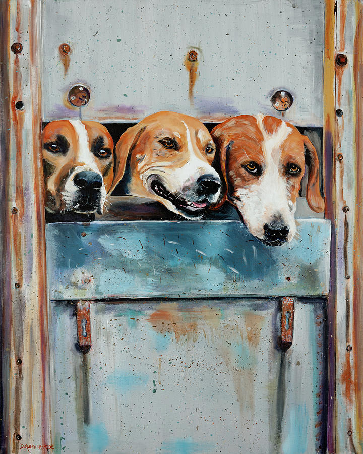Happy Hunt Hounds Head Home Painting by Seeables Visual Arts