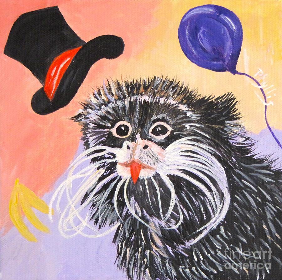Happy Emperor Tamarin Monkey Painting by Phyllis Kaltenbach
