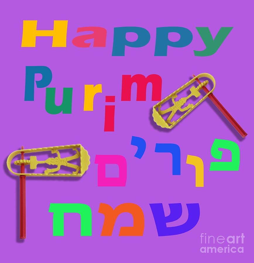 Happy joyous Purim In Hebrew and English Photograph by Humorous Quotes