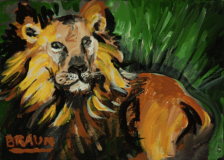 Happy Lion Painting by Beverly H Braun