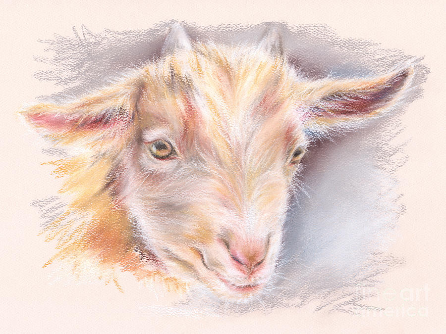 Happy Little Goat Pastel by MM Anderson
