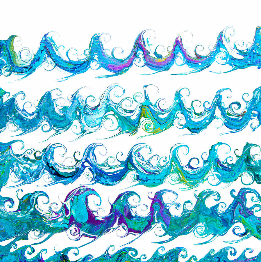 Happy little waves #3184 Painting by Priscilla Batzell Expressionist Art Studio Gallery