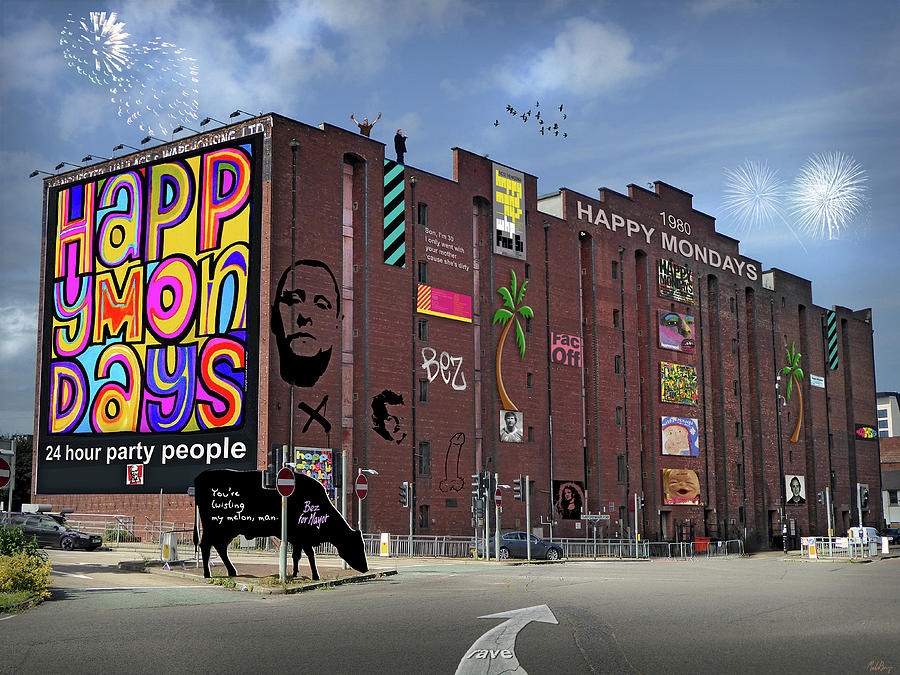 Happy Mondays Megastore and Museum Mixed Media by Mal Bray