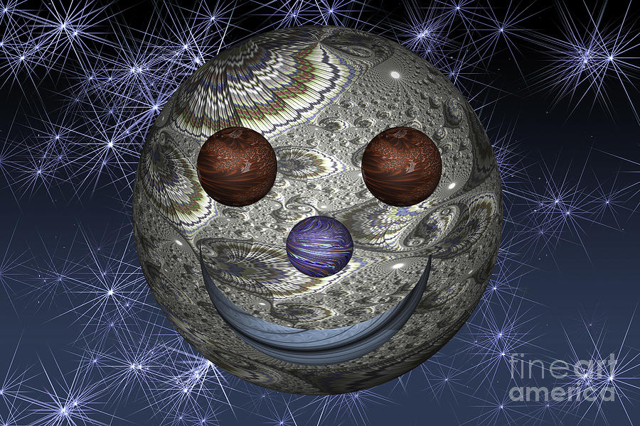 Planet Digital Art - Happy Moon by Steve Purnell