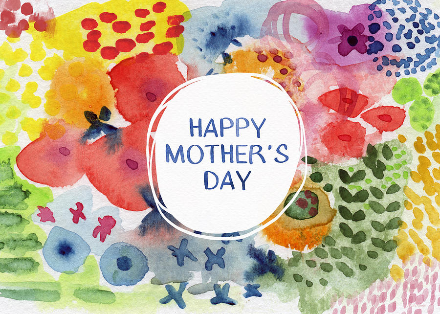 Happy Mothers Day Watercolor Garden- Art by Linda Woods Painting by Linda Woods