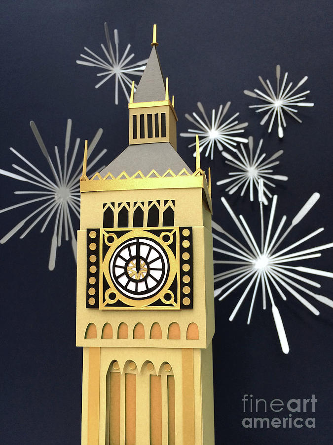 London Mixed Media - Happy New Year by Isobel Barber