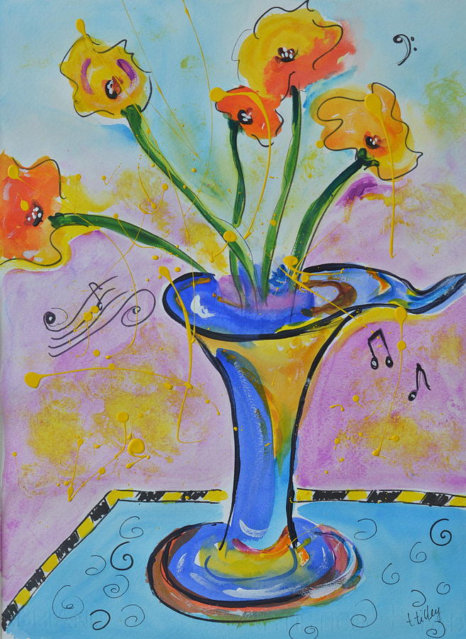 Happy Notes Painting by Teresa Tilley