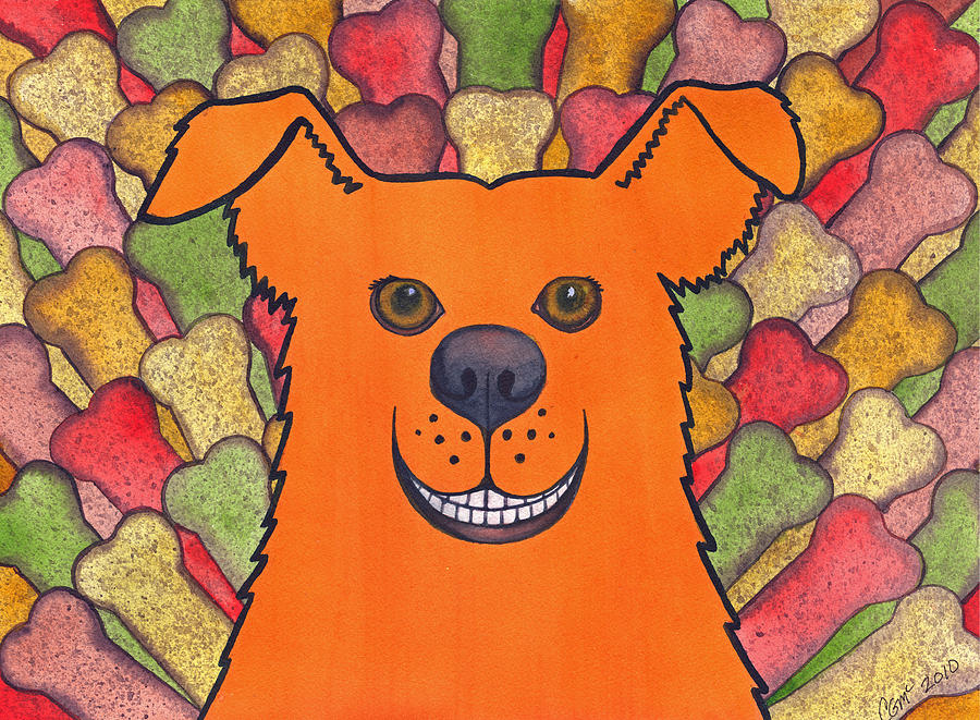 Happy Orange Doggy Dog Painting by Catherine G McElroy