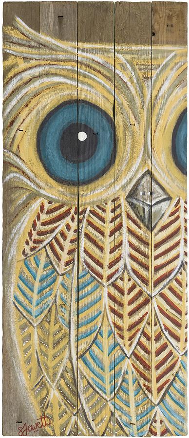 Owl Painting - Happy Owl by Sarah  Jewett