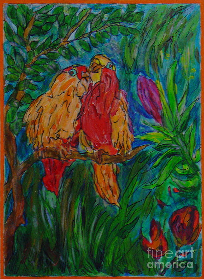Happy Pair Painting by Leila Atkinson Happy Pair Painting by Leila Atkinson