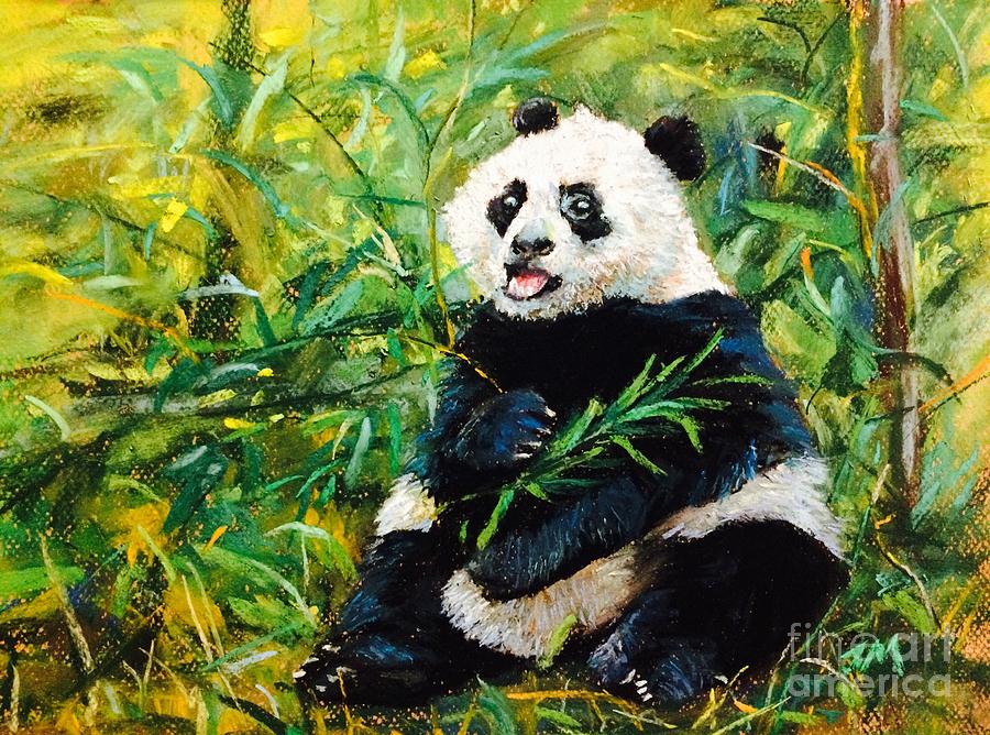 Happy Panda Mixed Media by Jieming Wang