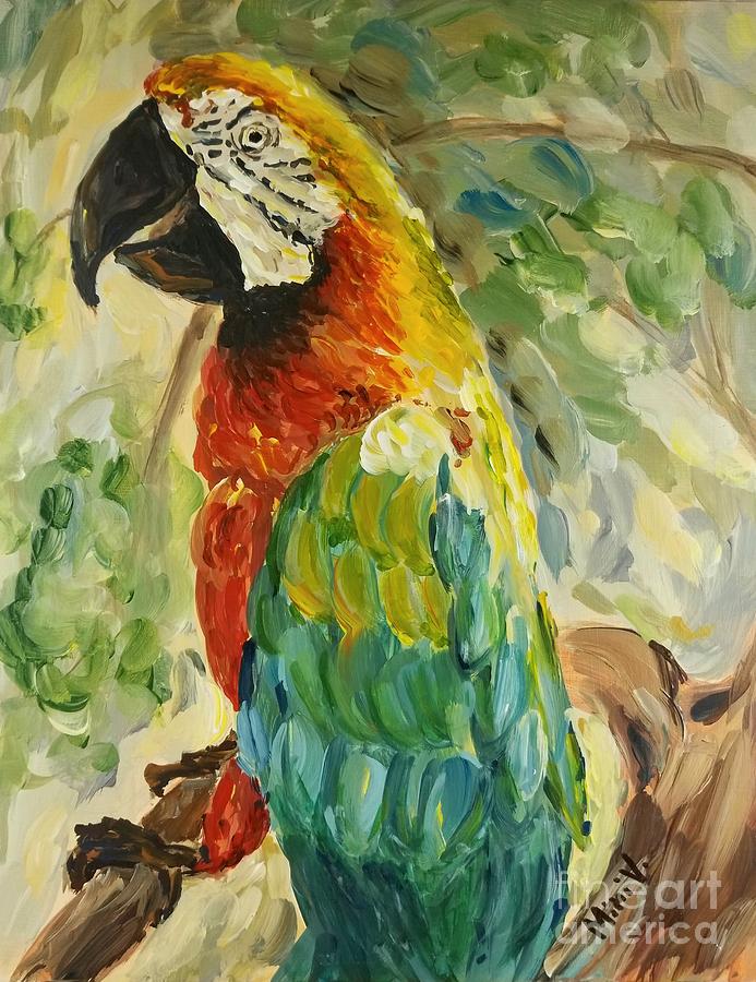 Happy Parrot Painting by Maria Langgle