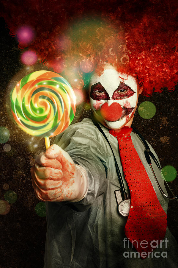 Happy party clown with lollies at circus carnival Photograph by Jorgo Photography