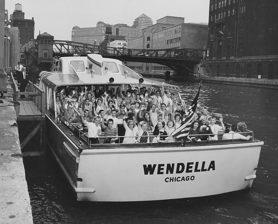 Happy Passengers Aboard Wendella - 1962 Photograph by Chicago and North Western Historical Society