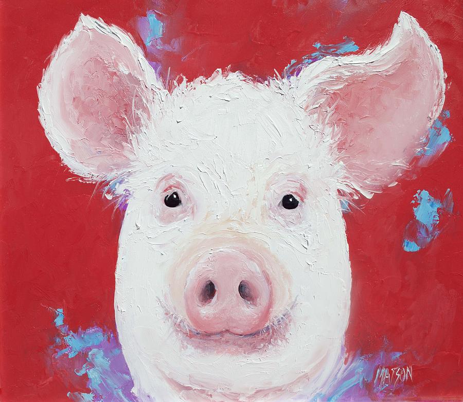 Happy Pig Painting  Painting by Jan Matson