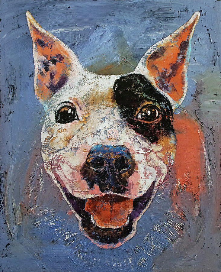 Happy Pitbull Painting by Michael Creese