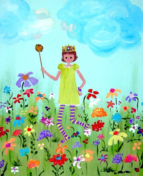Princess Painting - Happy Princess In Garden by Sandi Stonebraker