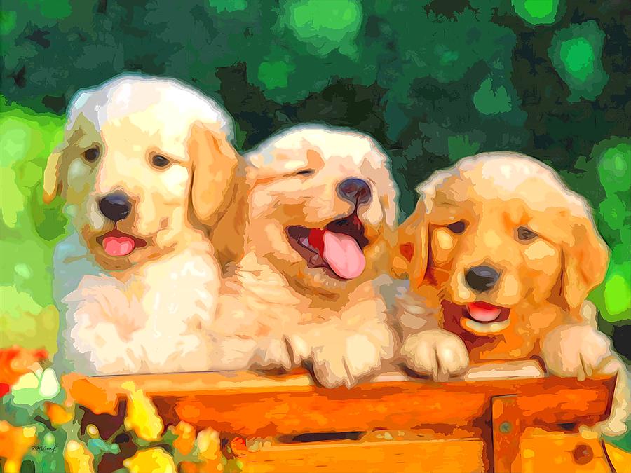 Happy Puppies Digital Art by Maciek Froncisz