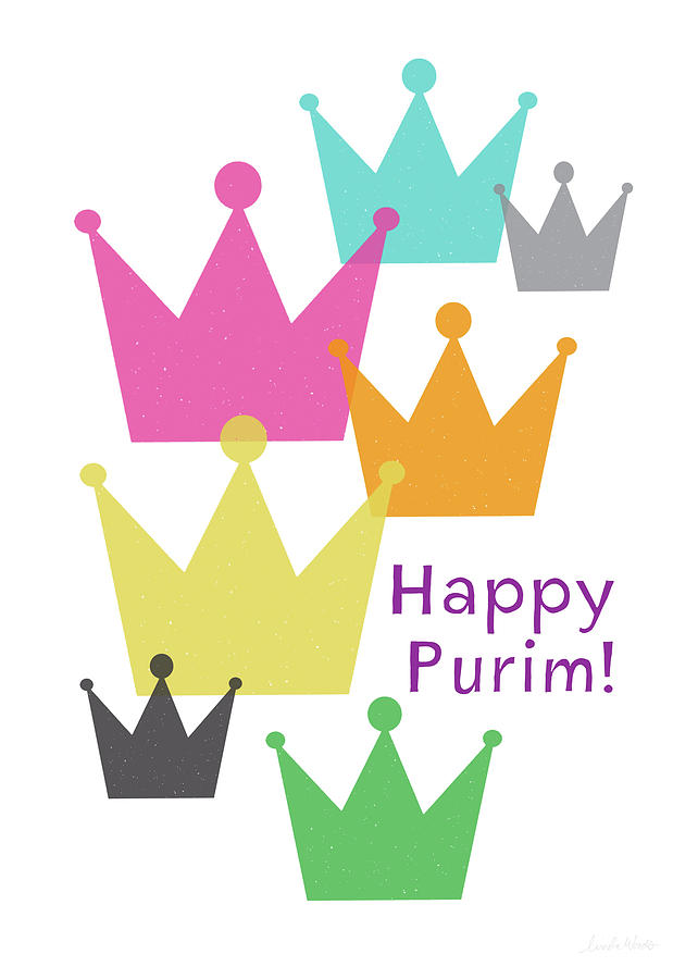 Happy Purim Crowns - Art by Linda Woods Mixed Media by Linda Woods