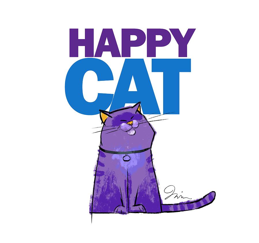 Cat Digital Art - Happy Purple Cat by Trevor Irvin