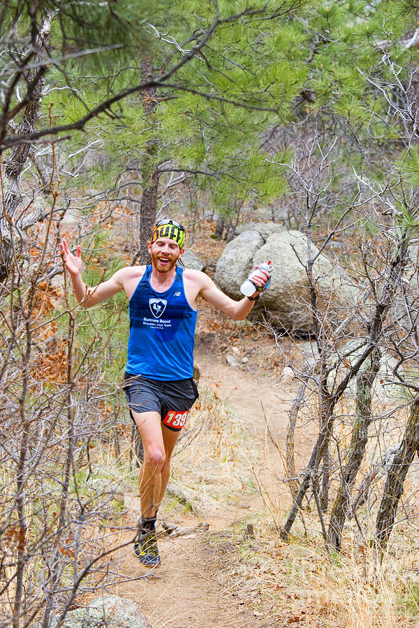 Happy Runner in the Cheyenne Mountain Trail Race Colorado Springs Photograph by Steven Krull