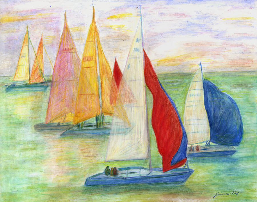 Happy Sailing Painting by Jeanne Juhos