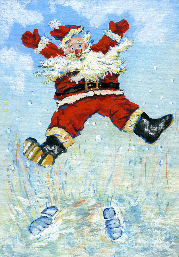 Christmas Painting - Happy Santa  by David Cooke