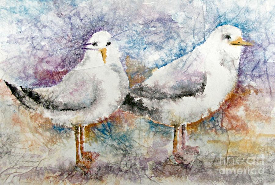 Happy Seaguls Painting by Janet Cruickshank