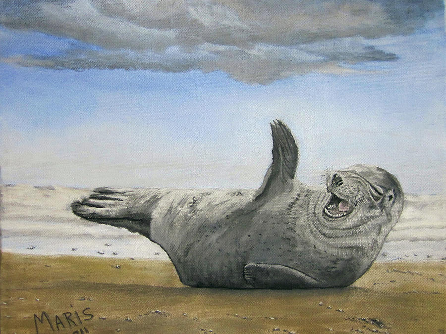 Happy Seal Painting by Maris Sherwood