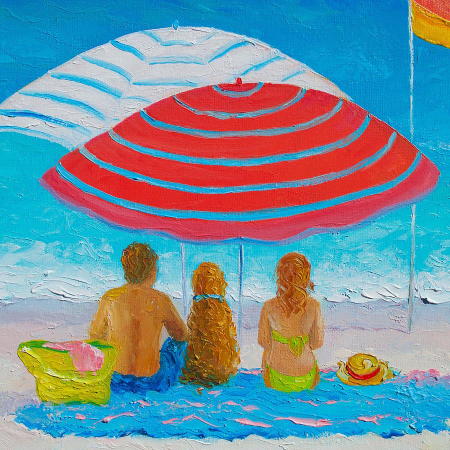 Happy Summer Days - beach painting Painting by Jan Matson