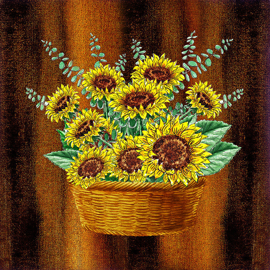 Happy Sunflowers Basket Painting