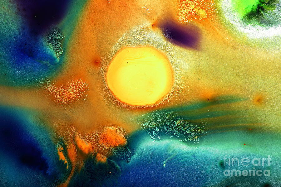 Happy Sunrise Fluid Abstract Art Liquid Painting by kredart Painting by Serg Wiaderny