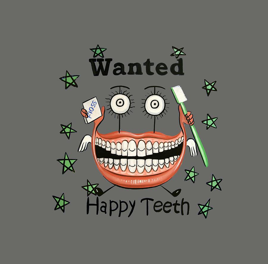 Happy Teeth T-Shirt Painting by Anthony Falbo