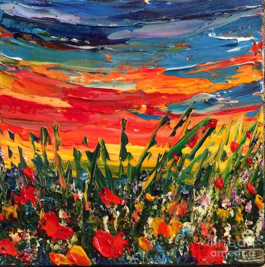 Sunset Painting - Happy by Teresa Wegrzyn