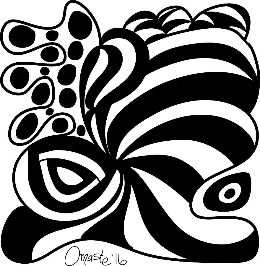 Abstract Drawing - Happy Thanksgiving 2016 Abstract Black and White Art by Omashte by Omaste Witkowski