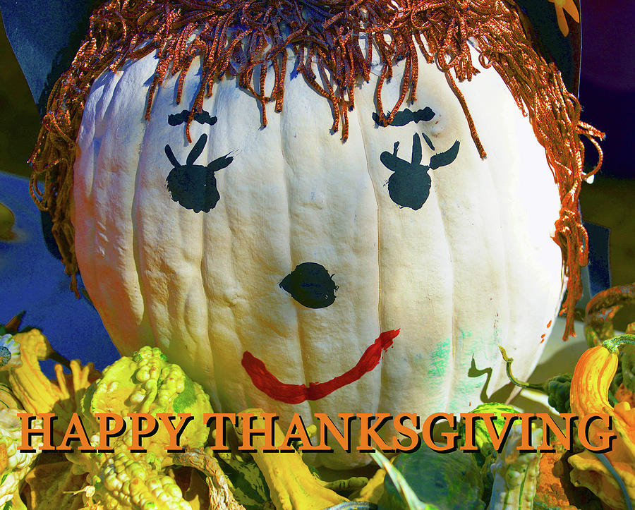 Happy Thanksgiving pretty pumpkin card Photograph by David Lee Thompson