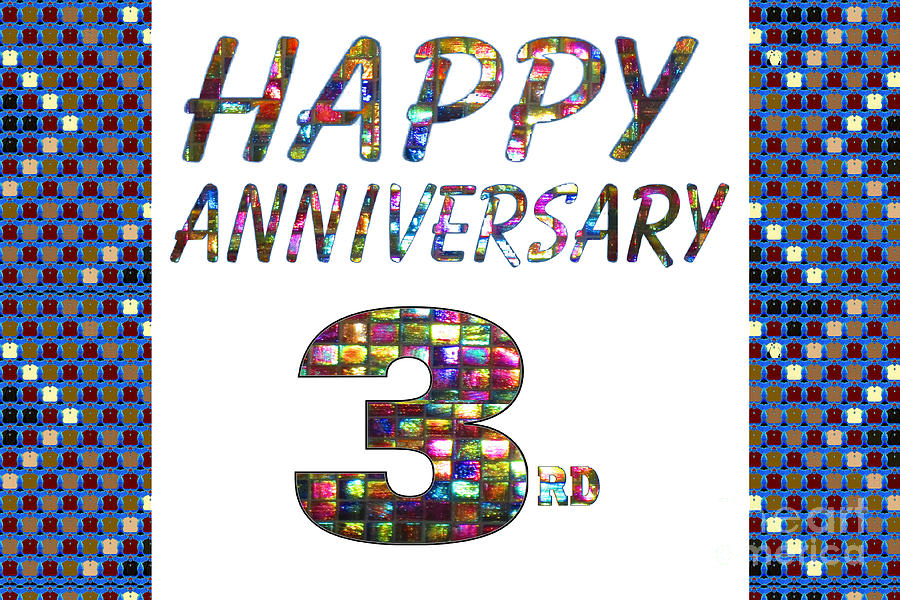 Happy Third 3rd Anniversary Celebrations Design On Greeting Cards T-shirts Pillows Curtains Phone Ca Painting