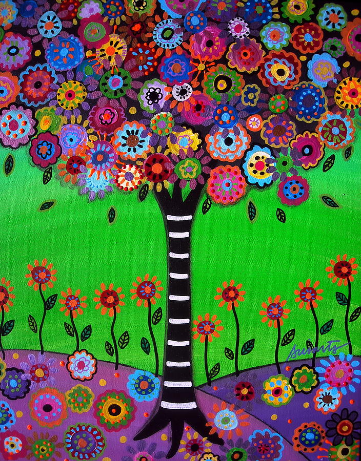 Happy Tree Painting by Pristine Cartera Turkus
