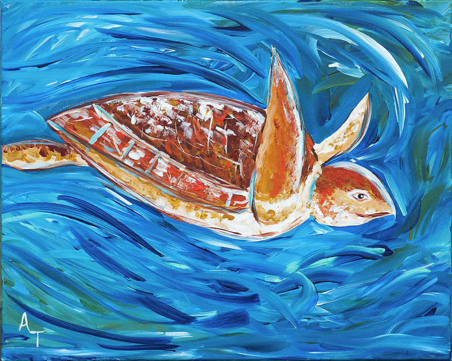 Happy Turtle Painting By Andrea Thompson - Fine Art America