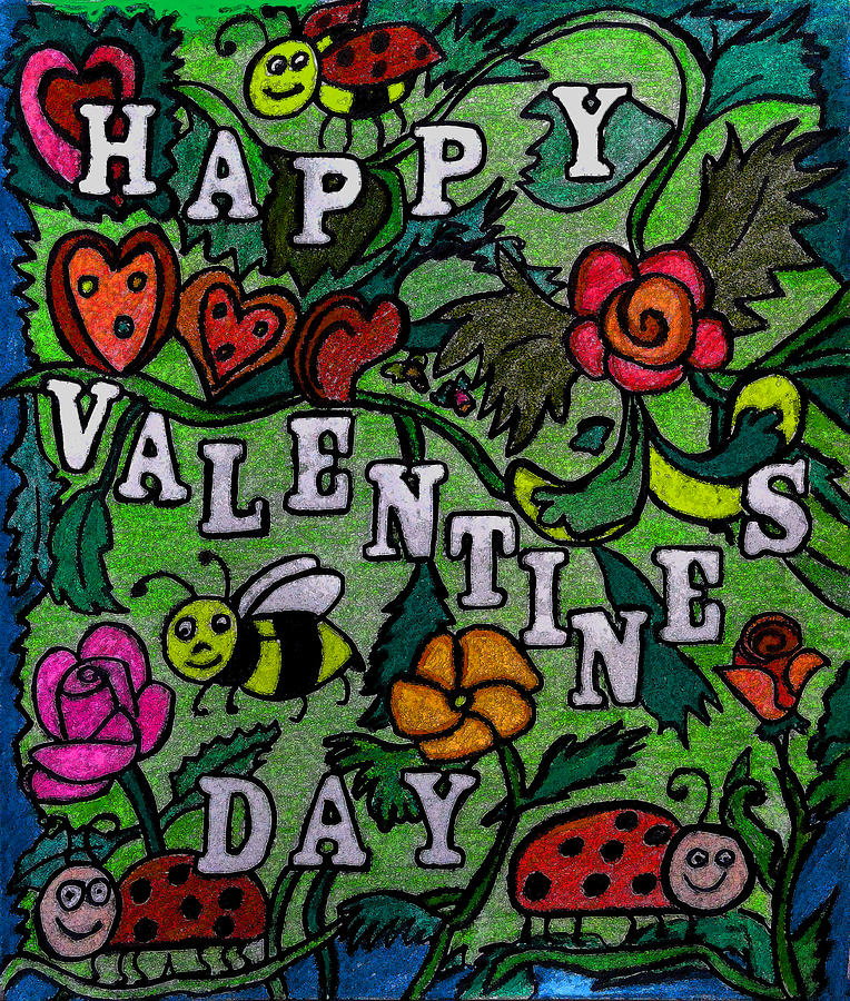 Happy Valentines Day Painting by Monica Engeler