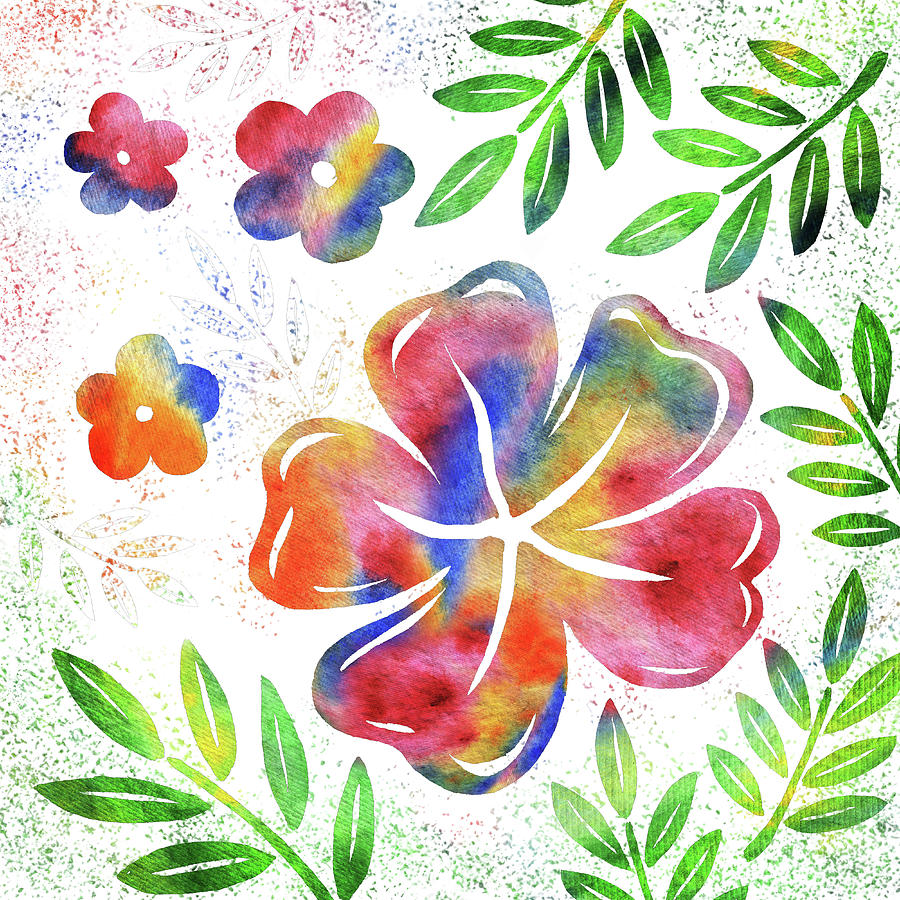 Happy Watercolor Flowers Painting by Irina Sztukowski