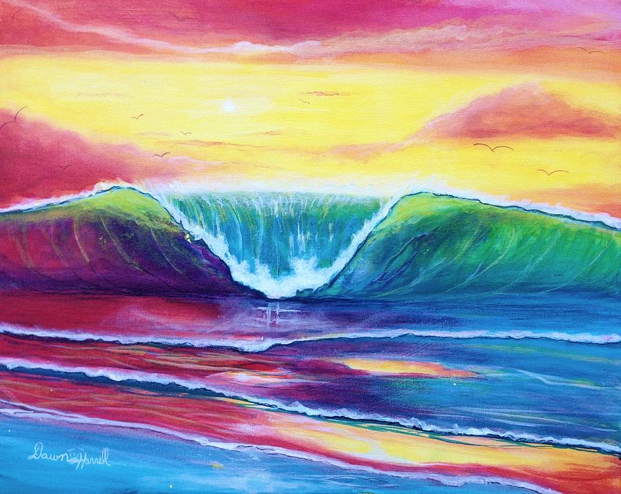 Happy Wave Painting by Dawn Harrell