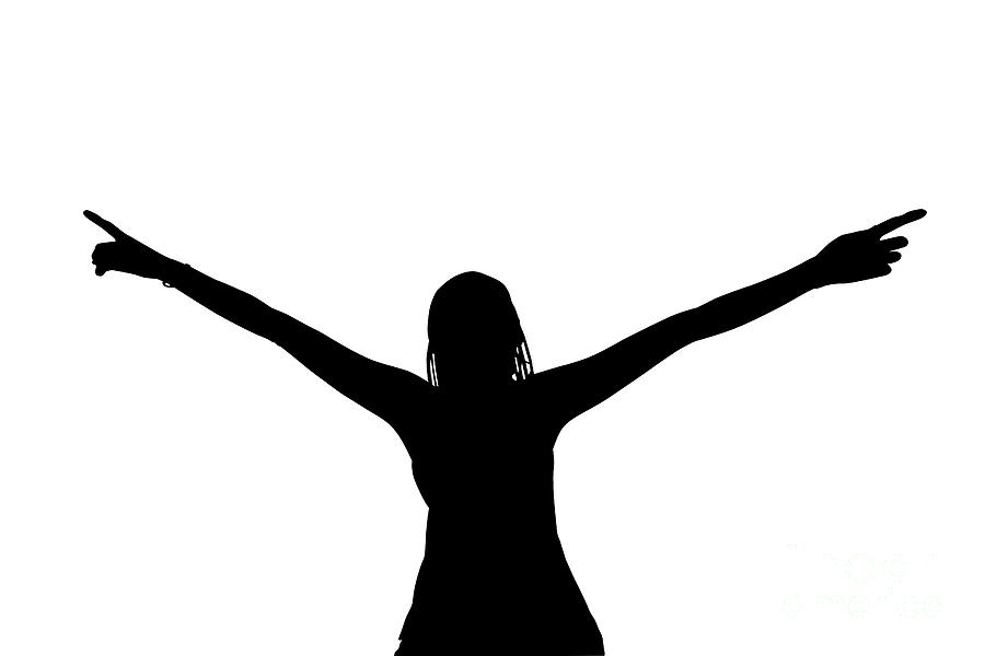 Happy woman silhouette Digital Art by Benny Marty