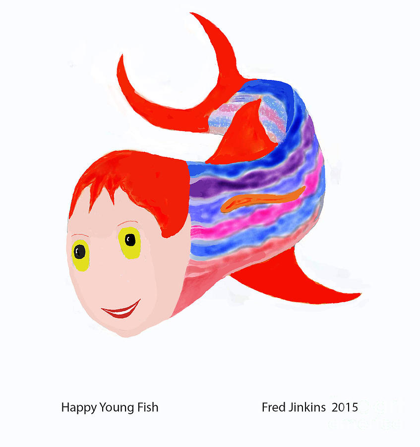 Happy Fish Painting - Happy Young Fish by Fred Jinkins