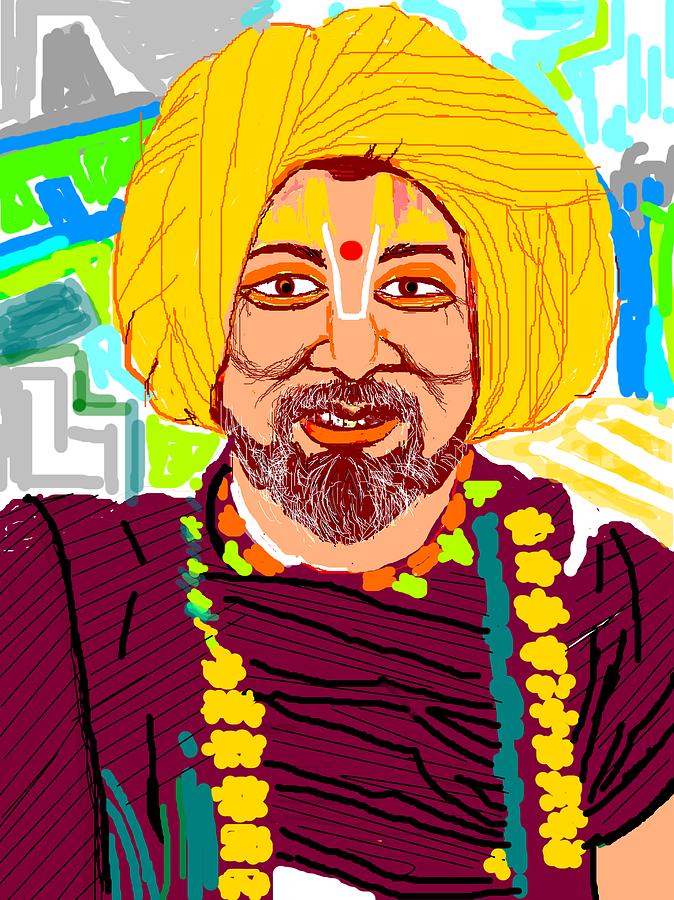 Happy Saint From Kumbh Mela Digital Art by Anand Swaroop Manchiraju
