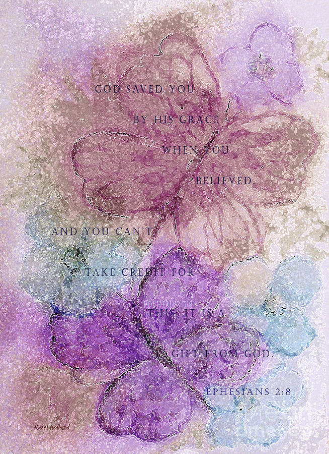 Gentle Harbingers of Hope - text Painting by Hazel Holland